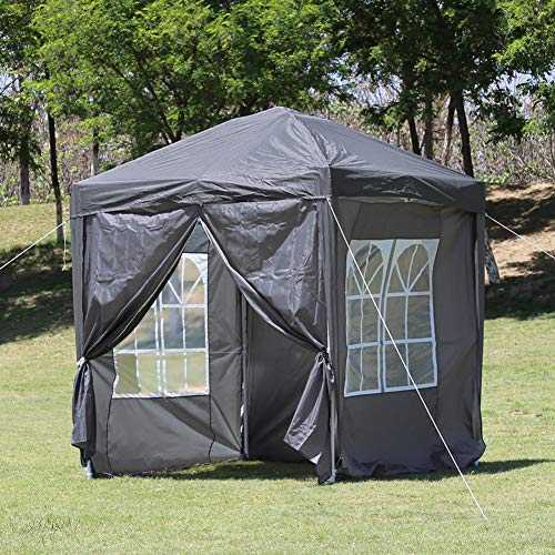 TUKAILAi Portable 3x3m Grey Heavy Duty Pop Up Gazebo Garden Gazebo Awning Canopy Shelter with 4 Side Panels & Carry Bag Steel Frame Waterproof for Outdoor Wedding Party Event Four Seasons