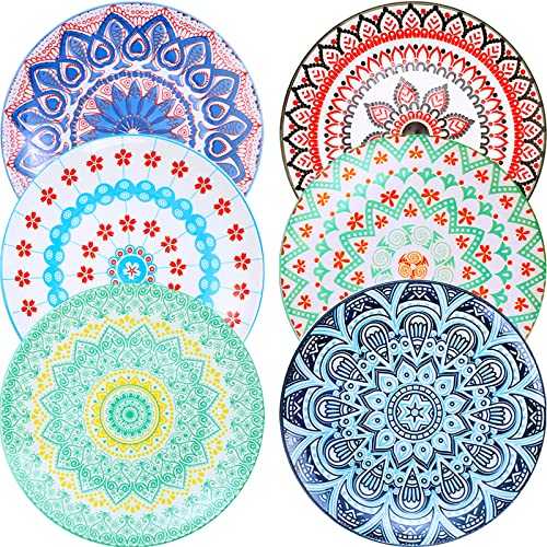 Farielyn-X 6 Pack Porcelain Dinner Plates - 10.5 Inch Diameter - Pizza Pasta Serving Plates Dessert Dishes - Microwave, Oven, and Dishwasher Safe, Scratch Resistant - Set of 6