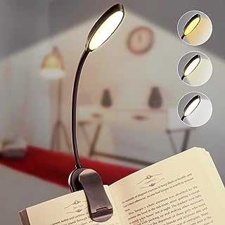 owwasd Book Light, 10LED Reading Light 3 Eye-Protecting Modes Book Lamp(Warm&Cool White Light) -Stepless Dimming, Rechargeable, 4-Level Power Indicator, Flexible Clip on Reading Light