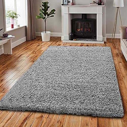 Shaggy Rugs Living Room Soft Touch 5cm Thick Pile Non Shed Anti Slip Fluffy Rugs For Bedroom Carpet Kitchen Floor Mat Small Large Extra Large Rug (Light Grey, 200cm x 290cm (6ft 8" x 9ft 7"))