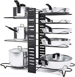 HYGRAD® 8 Tier Organising Rack for Pots and Pans 8 Tier Metal Cupboard and Cabinet Organiser for Cutlery and Pans