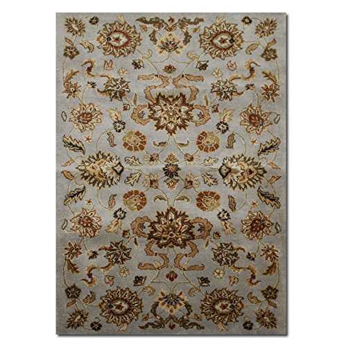 3'6"x5'6" Eleonora Light Blue, Brown Hand Knotted Wool Persian Design Oriental Area Rug