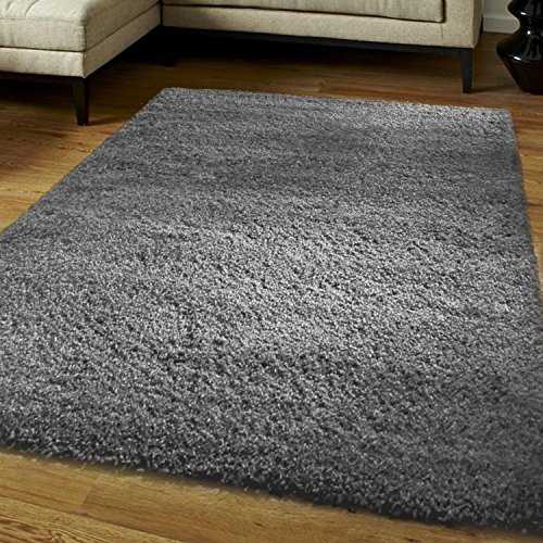 think-louder Shaggy Rug Runner Non Shed Carpet Thick & Soft in With Non Slip Gripper Underlay - DARK GREY160 x 230 cm