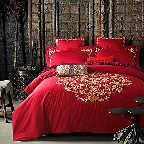 Whp Bedding Printed Duvet Cover Set,silky Egyptian Cotton Yellow Birds Flowers Bed Sheet Fitted Set King Size Queen Luxury Embroidered Jacquard (Color : B, Size : QUEEN)(D King)