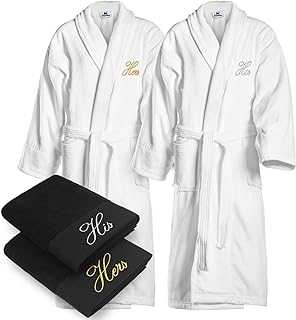 Kaufman - Luxurious Couples Embroidered Bath Sheet Set of 2 Large Towels for Partners (Black - His and Hers)
