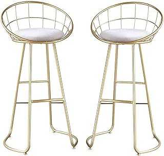 CNHRFGVD Bar Stool Chair Set of 2, Bar Stools Set of 2, Velvet Dining Chairs Gold Metal Footrest & Base Northern Europe High Stool for Girls Dressing Room, 65cm (Gold)