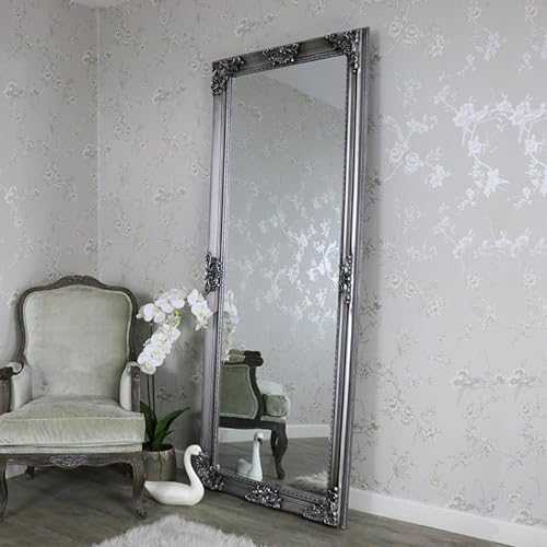 Melody Maison Extra, Extra Large Ornate Antique Silver Full Length Wall/Floor Mirror 85cm x 210cm