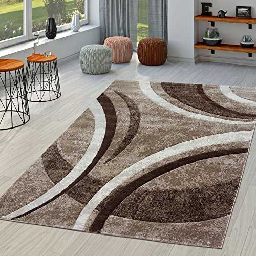 Living room rug with modern contour cut pattern in brown, beige, cream, Polypropylene, 80 x 150 cm