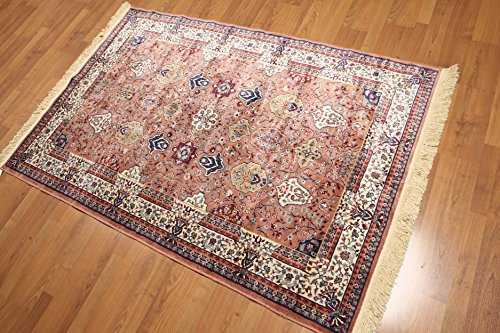 4'x6' Pale Pink,Ivory, Navy Blue, Red, Beige, Multi Color Hand Made Persian Oriental 100% Bamboo Silk Rug
