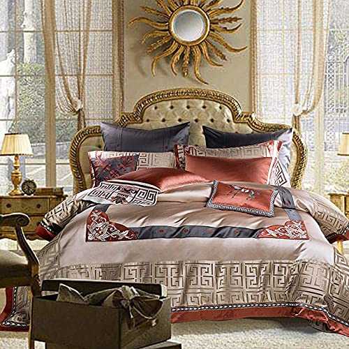 HJRBM Duvet Cover Sets Embroidery Bedding Set Royal Bedspread Luxury Duvet Cover Double Bed Sheets Linens 4/6/9pcs,1,King Size 6pcs (3 Large Size 4pcs)