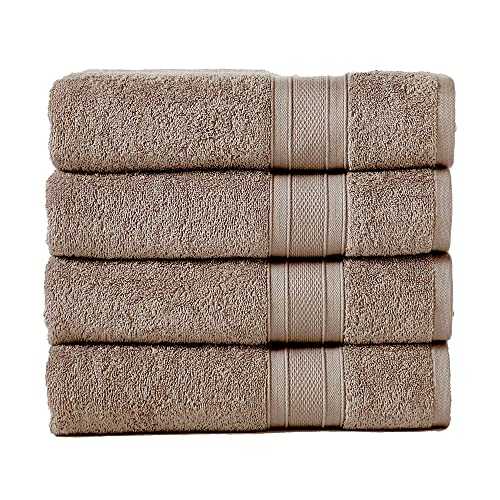 TRIDENT Bath Towels, 100% Cotton, 4 Piece, Highly Absorbent, Super Soft, Towels for Bathroom, 500 GSM - Soft & Plush, Acorn (Set of 4)