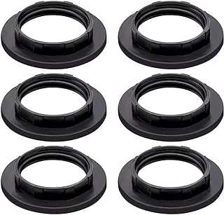 CCHAMP 6 x Lampshade Collar Ring Converter E14 Plastic Black, lamp Collar Ring, lampshade Reducer Ring e14, lamp Holder Replacement Screw Ring