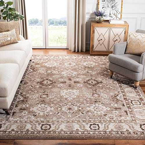 SAFAVIEH Vintage Hamadan Collection VTH214T Oriental Traditional Persian Non-Shedding Living Room Bedroom Dining Home Office Area Rug, 6'7" x 6'7" Square, Taupe
