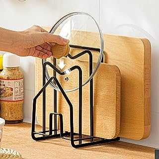 CODIRATO Chopping Board Holder Cutting Board Rack Chopping Board Organiser Stand with 2 Adhesive Hooks Pot Lid Holder Kitchen Cookware Storage for Dinnerware, Pans Lids,Chopping Board