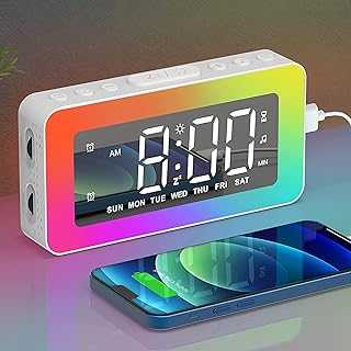 Digital Alarm Clock with RGB Night Lights, Non Ticking Alarm Clocks Bedside with Dual Alarm Clock, LED Alarm Clock with Large Display, Snooze, 0-100% Dimmer, USB Powered, Bedside Clock for Bedrooms