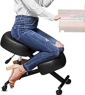 Himimi (Upgraded Kneeling Chair Ergonomic with Thick Memory Foam Cushion, Height Adjustable Office Stool, Knee Support Chair to Relieve Back Pain & Improve Posture, Brake Casters, for Home&Office