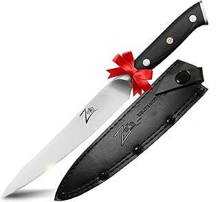 Utility Knife 6 inch - Alpha-Royal German Series - German Steel - Razor Sharp - Superb Edge Retention - Stain & Corrosion Resistant Petty Knives - Leather Sheath