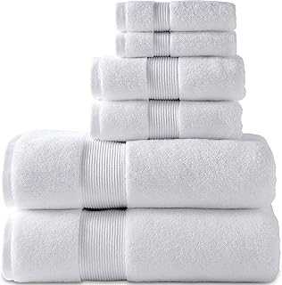 Aaf Textiles 100% Cotton 6 Piece Towel Set (2x Bath Jumbo sheets, 2x Face Towels, 2x Hand Towels) Egytian Cotton Style Towel Bale Super Soft Lint Free Supreme Quality (6 Piece Towel Set, White)