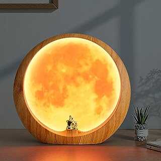 mamre Moon Lamp for Living Room, Decoration Table Lamp, Anniversary Valentine Gifts for Him, Mr & Mrs Signs for Wedding Table Décor, Art Ornament Home Gift Xmas Gift(Moon/Graining)
