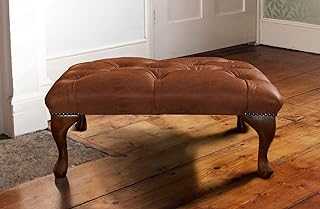 Chesterfield Foot Stool in Vintage Tan leather