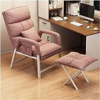 Modern Accent Leisure Armchair Velvet Fabric Living Room Lazy Chair with Metal Legs Comfy Upholstered Single Sofa Chair with Ottoman,Recliner Chair Velvet Dining Chair Tub Chair ( Color : Pink , Size