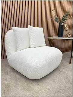 Luxury Boucle Miami Accent Swivel Chair Lounge Tub Armchair White Brand