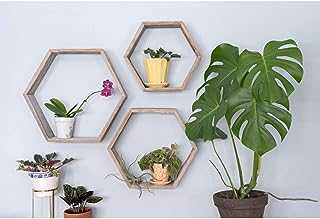 BarnwoodUSA Rustic Shelves, Hexagon Floating Wood Shadowbox, Home Decor, Set of 3 (Natural Weathered Gray)
