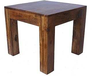 Sheesham Wood Coffee Side Table Cube Modern Design 45Cm (Rosewood)