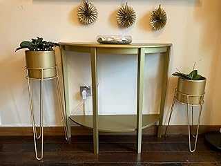 Luebel® Half Moon Console Table Hallway 1 Shelf Storage Space Saving Furniture Unit Table Gold