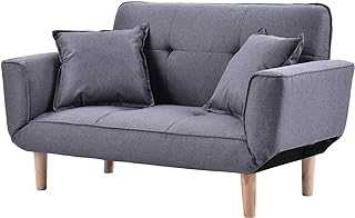 WSZMD Sofa Bed Modern And Simple Gray Sofa Linen Fabric With Grab Living Room 2 Seater Sofa Couch Settee Recliner Sleeper Light Gray，sofa Bed (Color : Light Gray)