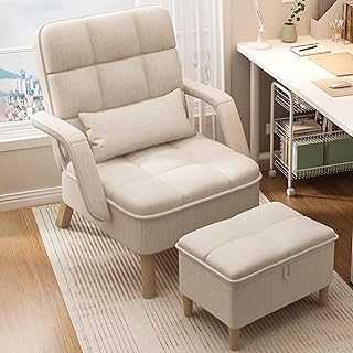 Heyijia Lazy Chair with Ottoman, Modern Sofa Armchair with Footstool, 3 Angles Reclining Function, Footstool with Storage, Lounge Chair for Bedroom Living Room