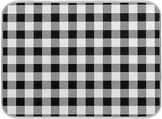 VIKKO White Black Check Plaid Dish Drying Mat, 18x24 inch Soft Foldable Absorbent Dishes Drainer/Rack Pad for Kitchen Countertop