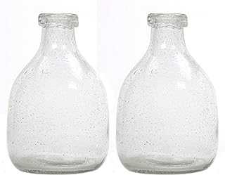 Hosley Set of 2 Clear Glass Bottle Vases 7'' High. Ideal Floral Vase Gift for Wedding Special Occasion Home Office Dried Floral Arrangements O5…