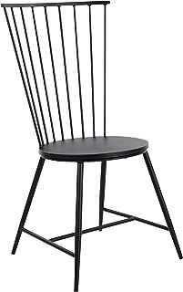 OSP Home Furnishings Metal Dining Room Chair with Curved Back, Alloy Steel, Black Finish, 23D x 21.25W x 39.5H in