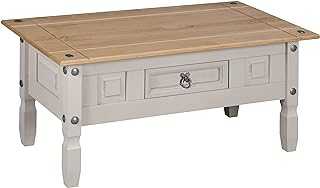 Corona Coffee Table Grey 1 Drawer Mexican Waxed Pine, Solid Wood Occasional