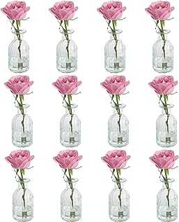 HANIHUA Set of 12 Glass Bud Vases in Bulk, Small Vase for Flowers, Clear Vases Set for Rustic Wedding Decorations, Home Table Flower Decor, Shelf Decor Mini Vases 2.85"X 5.4"