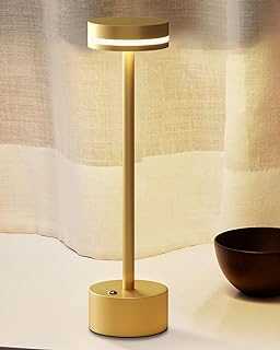FUNTAPHANTA LED Battery Operated Cordless Table Lamp with Touch Sensor, Aluminum Lamp Body, 3 Level Dimming, 4000mAh Rechargeable Battery, 3000K Warm Light, for Dining Table (Gold)