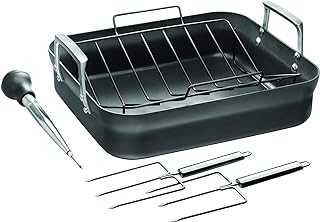 Motion Hard Anodized 16 x 14-inch Aluminum Nonstick Roaster Pan w/Rack & Tools