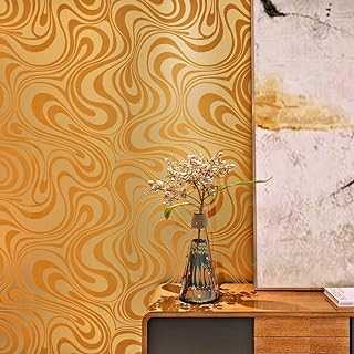 HANMERO Modern Minimalist Abstract Curves Glitter Non-woven 3D Wallpaper For Bedroom Living Room TV Backdrop Gold