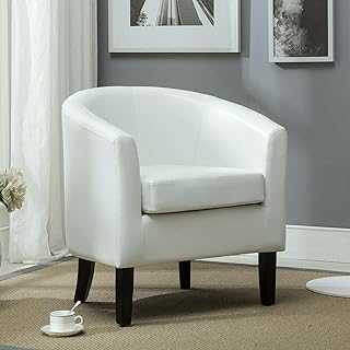 UsmAsk Office Chair Club Chair Tub Faux Leather Armchair Seat Accent Living Room White Desk Chair Gaming Chair