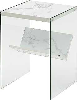 Convenience Concepts End Table, Wood, Faux White Marble, 15.75 in x 16.5 in x 23.75 in