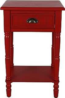 Decor Therapy Bailey Bead Board 1-Drawer Accent Table, Engineered Wood, Antique Red, 14 x 17 x 26.5 in