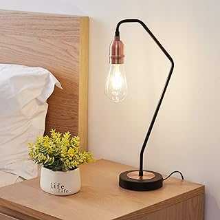 HARPER LIVING Industrial Retro Table Lamp, Black and Copper Finish, E27 Screw, Suitable for LED Upgrade, Ideal for Living Room, Bedroom, Kitchen, Hallway, Hotel, B&B