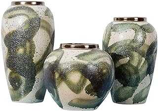 Simple Retro Creative Ceramic Vase Chinese Style Ink Painting Vase 3 Pieces Set Gift Crafts Ornaments Handmade High Temperature Firing