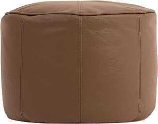 icon Valencia Leather Footstool Pouffe, Brown, Large, 43cm x 27cm, Real Leather Living Room, Bedrooom Footstool Bean Bags