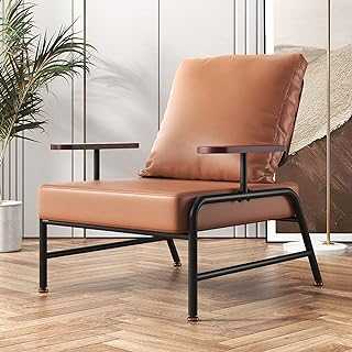 Upholstered Accent Arm Chair with Backrest and Metal Legs PU Leather Single Sofa Chair for Living Room Bedroom Club Guest Tub Chairs