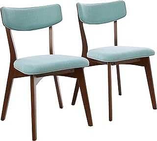 Christopher Knight Home Molly Mid Century Modern Mint Fabric Dining Chairs with Natural Walnut Finished Rubberwood Frame (Set of 2)