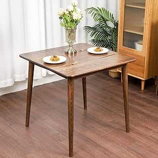 OOKSEN Square Dining Table, Solid Wood Kitchen Dining Table for Small Space, Mid Century Modern Oak Wooden Table, 31.5 X 31.5 Inch, Walnut