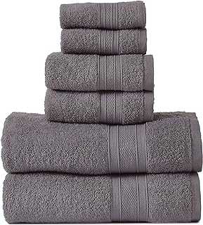 TRIDENT Towels -100% Cotton, 6 Piece Set - 2 Bath Towels, 2 Hand Towels, 2 Washcloths, 500 GSM, Highly Absorbent, Super Soft, Towels For Bathroom, Shower - Soft & Plush, Charcoal (Set of 6)