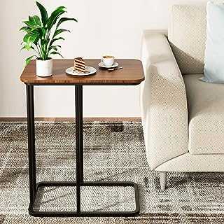 Dorriss C Shaped End Table, Small End Table MDF Black Walnut Coffee Table,Modern Simplicity C End Table with Steel Frame for Living Room,Bedroom (Black Walnut)